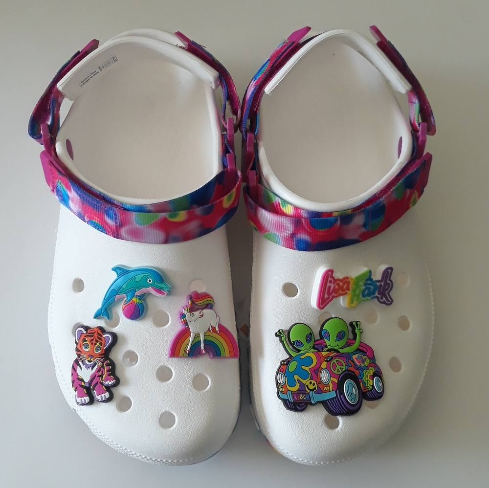 (New) Crocs Hiker Clogs (W10/M8) & Lisa Frank Jibbitz Set